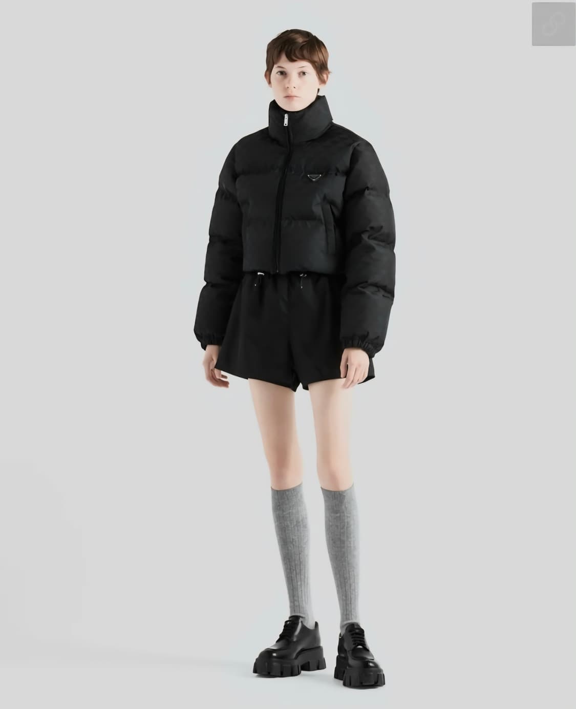 프라다 리나일론 크롭 패딩 숏 다운 자켓 블랙  상품이미지1