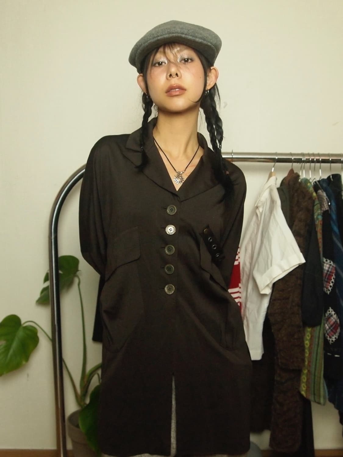 빈티지 버튼 실크 블라우스 상품이미지3