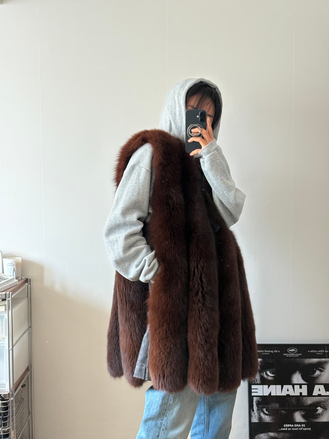 리얼 폭스 퍼 롱 베스트 상품이미지2