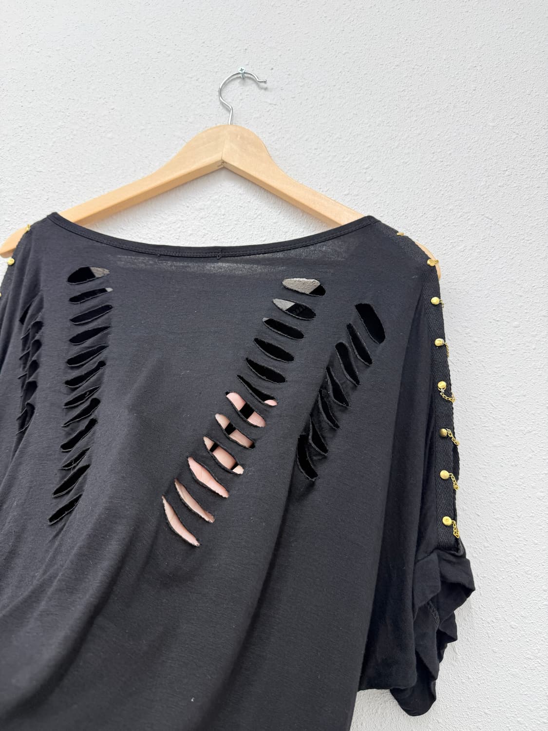 빈티지 블랙 펑크 디테일 반팔티 상품이미지6