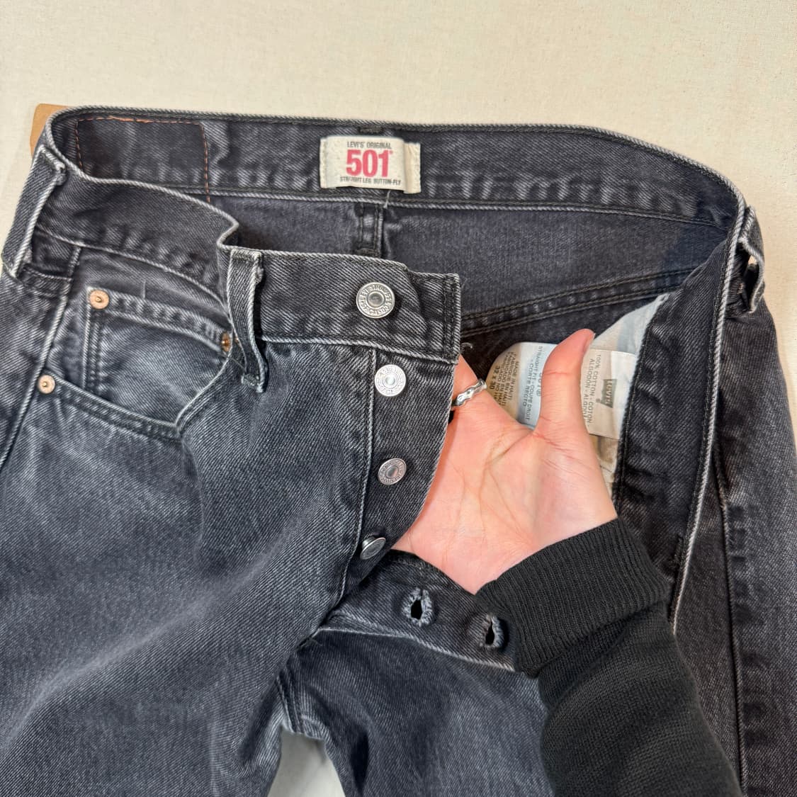 32inch) 리바이스 501 버튼플라이 데님 청바지 블랙진 흑청 상품이미지7