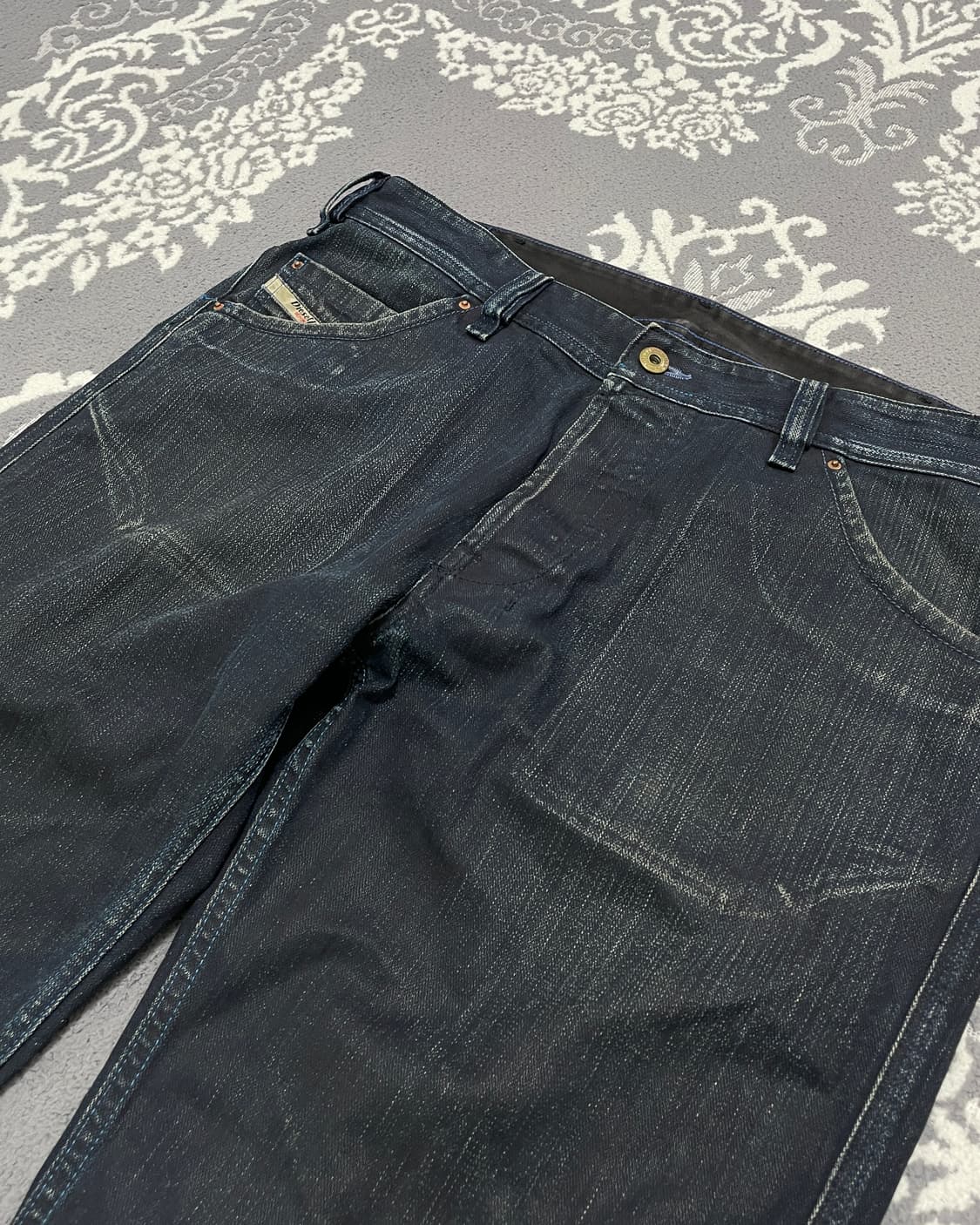 Diesel 플레어 코티드 인디고 데님 팬츠 상품이미지5