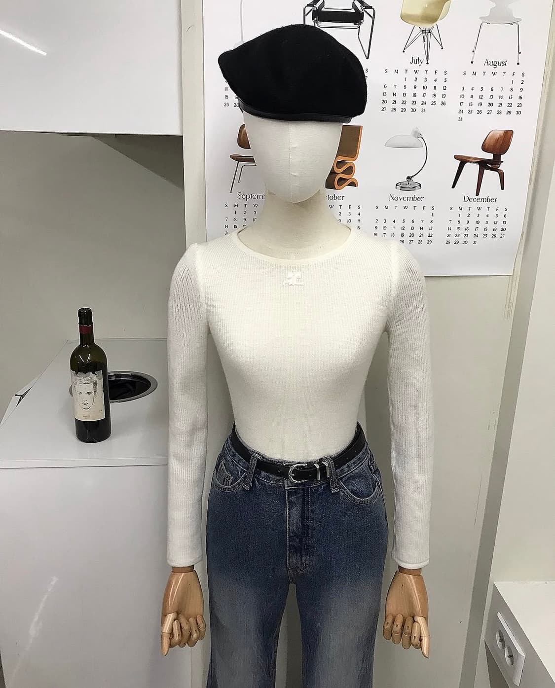 꾸레쥬 로고 골지 니트 상품이미지6