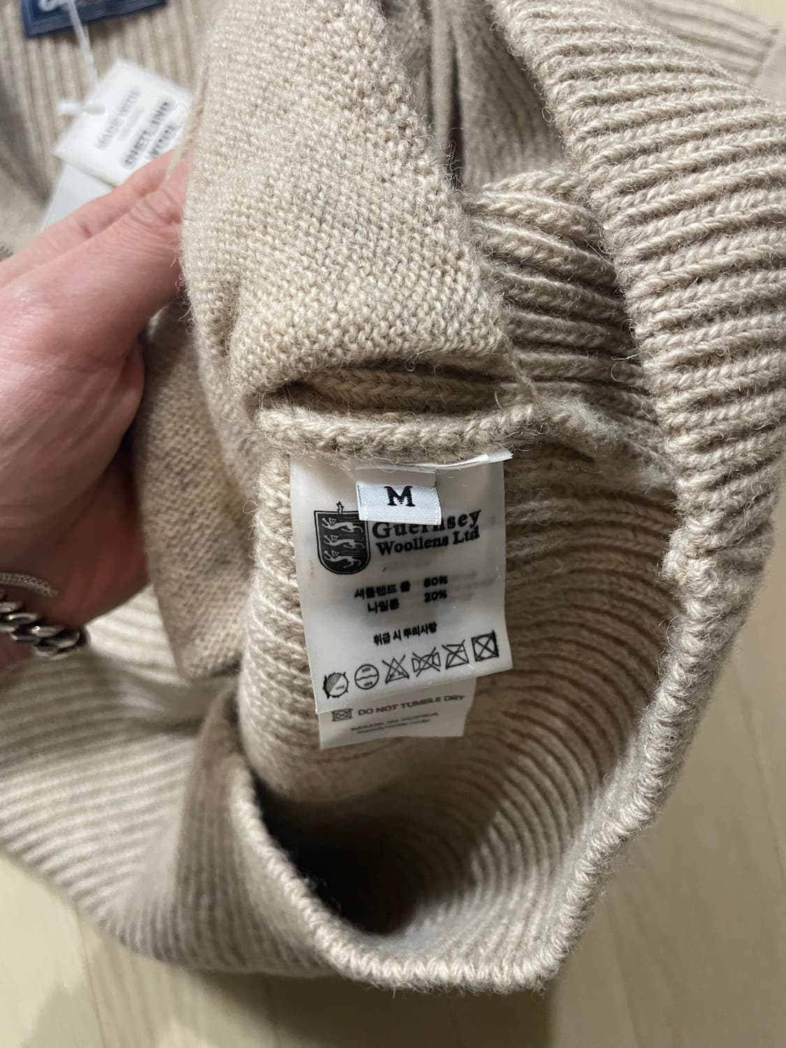 건지울른스 셔틀랜드 울 집업 가디건 - 베이지 상품이미지5