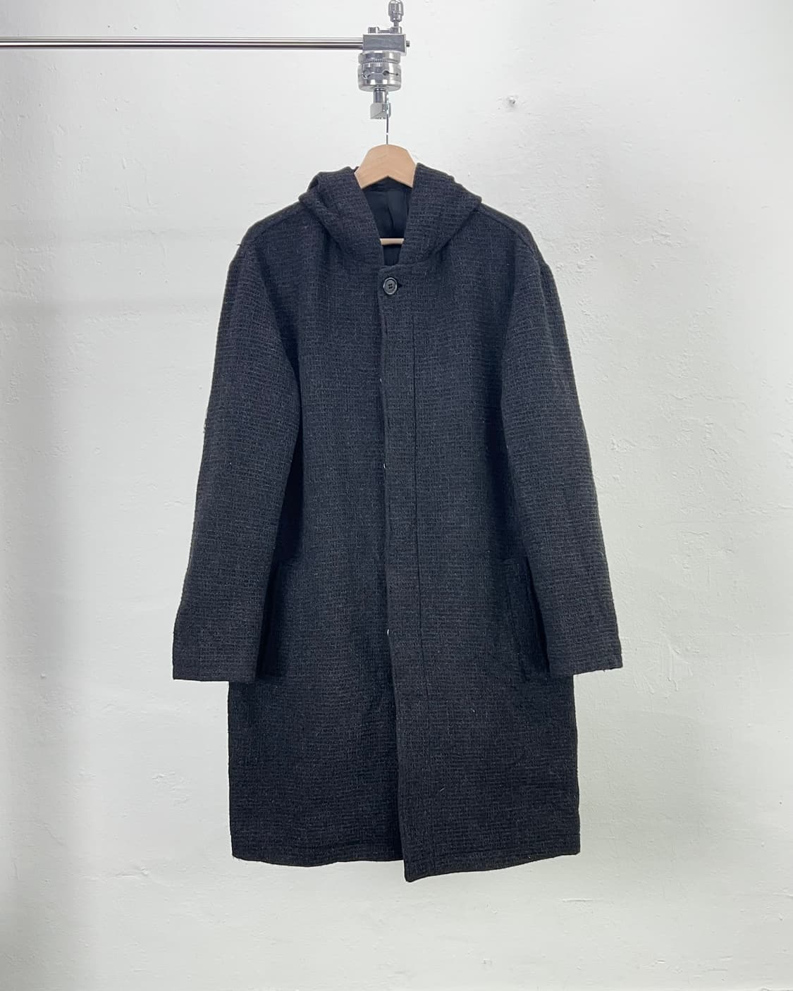 요지야마모토 AAR 더반 울 차콜 후드 롱 코트 상품이미지1