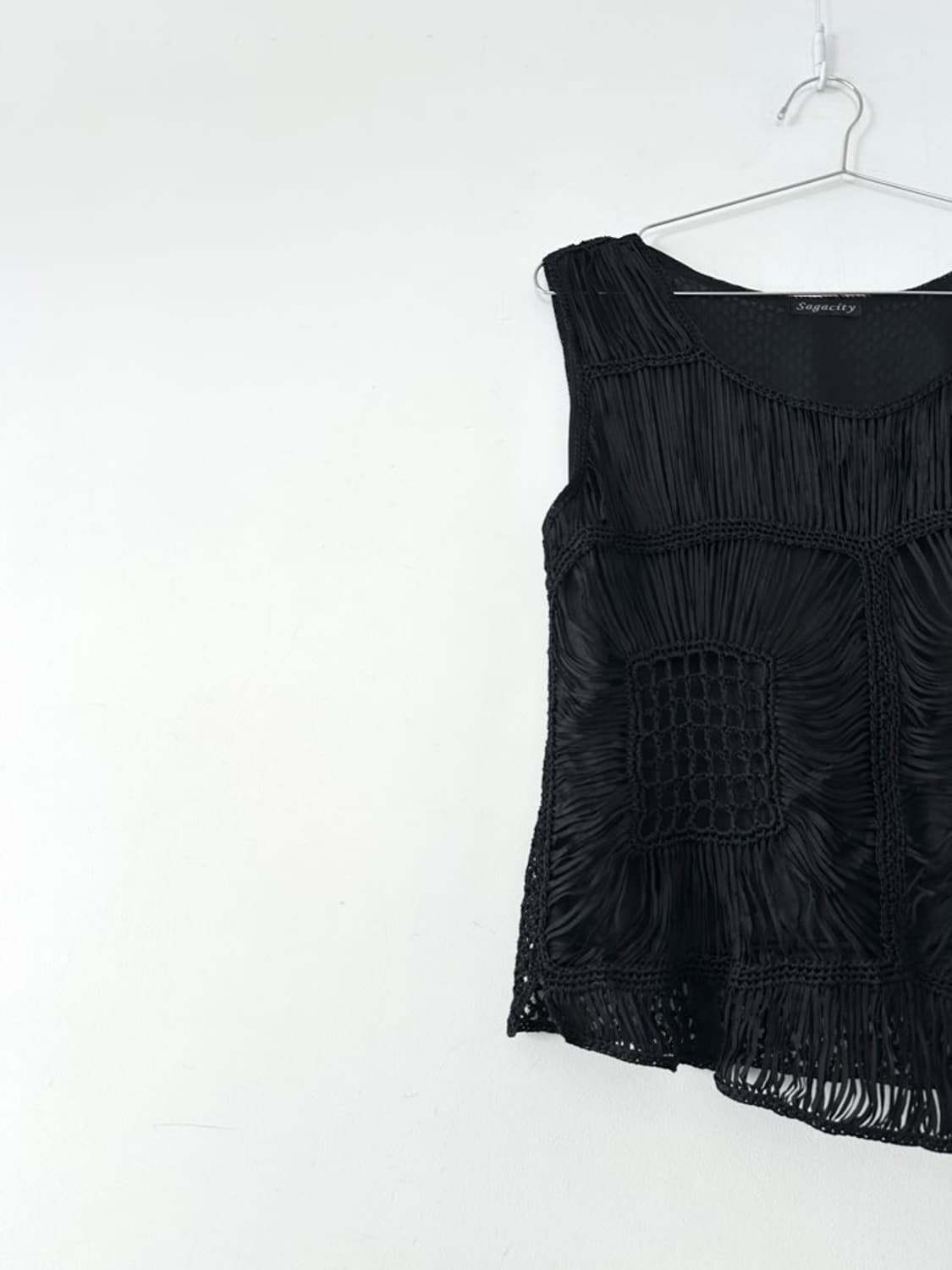 Tassel net detaill sleeveless / black 상품이미지2