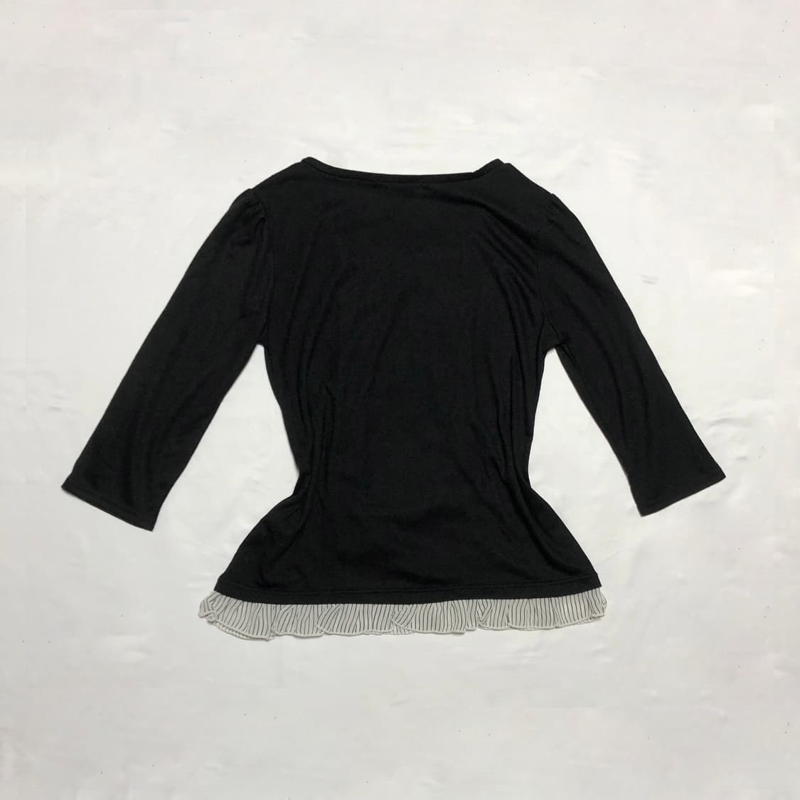 스트라이프 블라우스 탑 블랙 상품이미지3