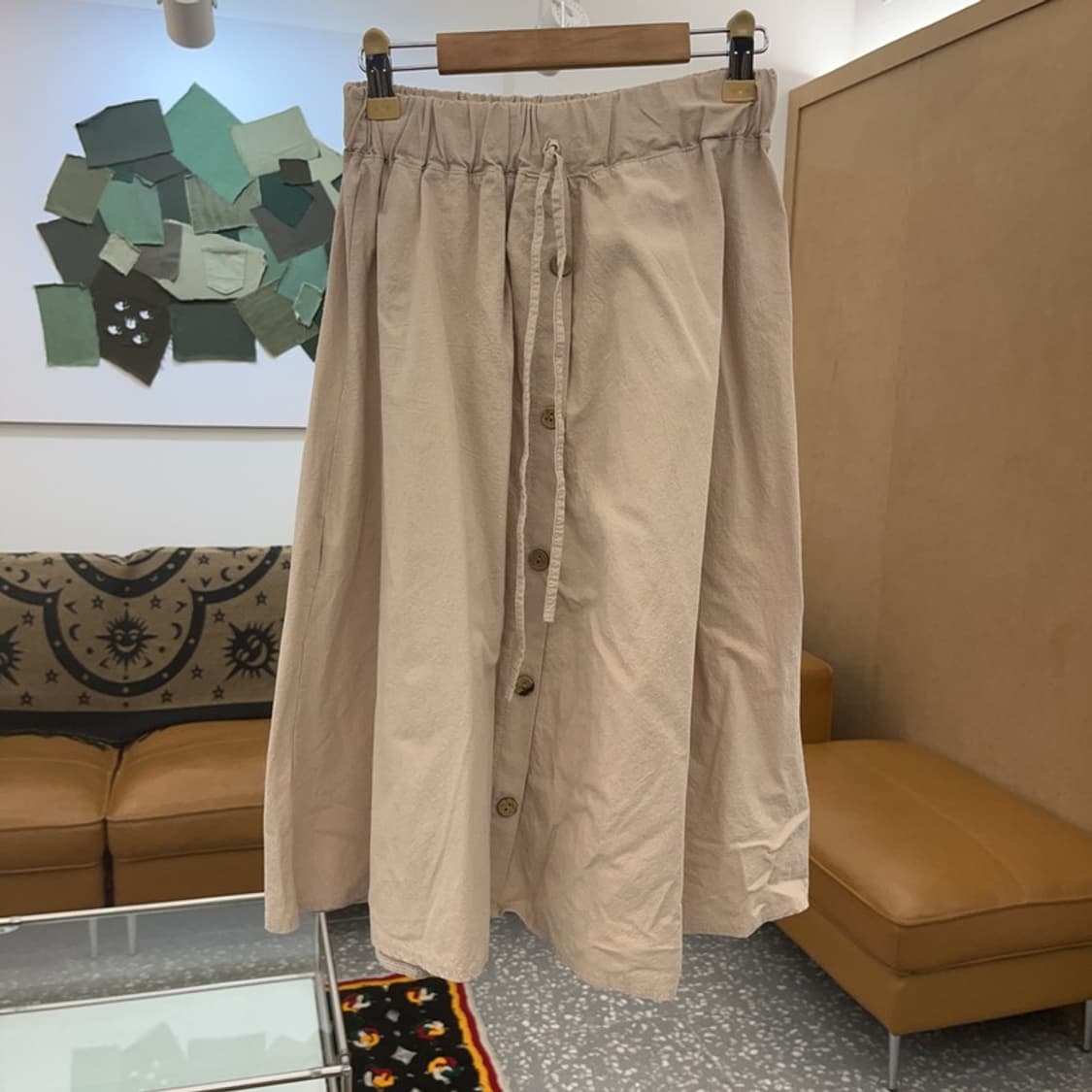 빈티지 여리 모리걸 프론트 버튼 미디 플레어 스커트 23인치 C07948 상품이미지3