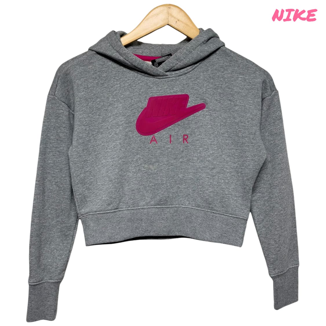 3808 나이키 그레이 핑크 크롭 후드티 상품이미지1