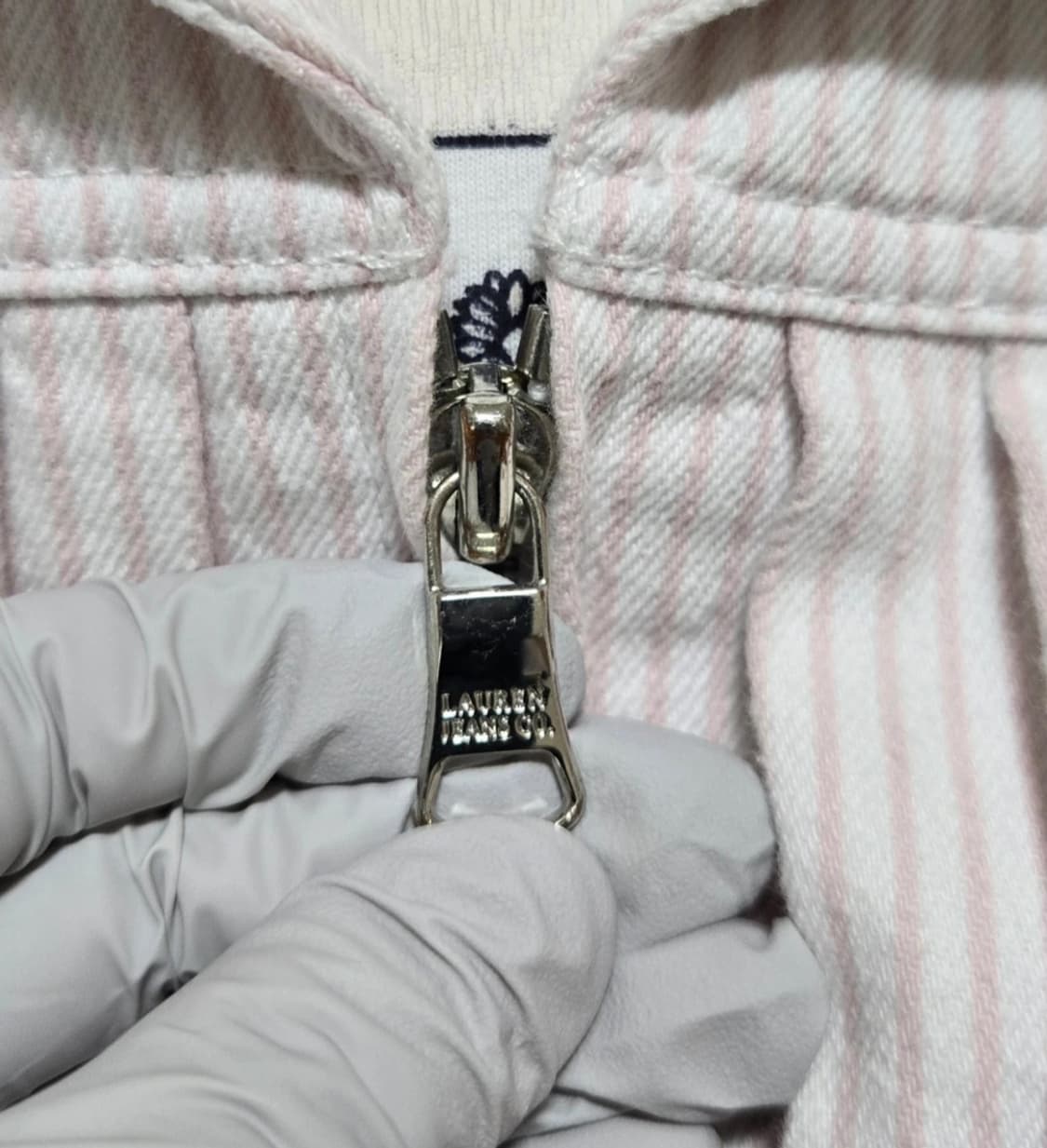 랄프로렌 LRL 데님 핑크 화이트 스트라이프 자켓 L 상품이미지5