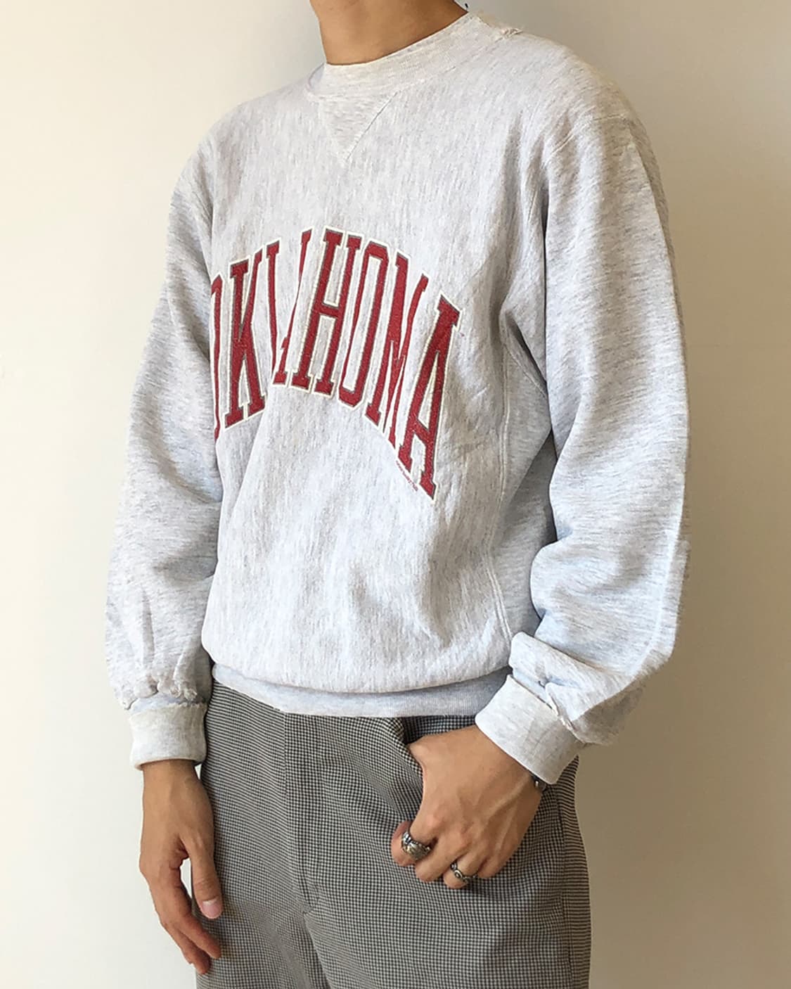 미국 빈티지 구제 멜란지 그레이 리버스위브 맨투맨 상품이미지3