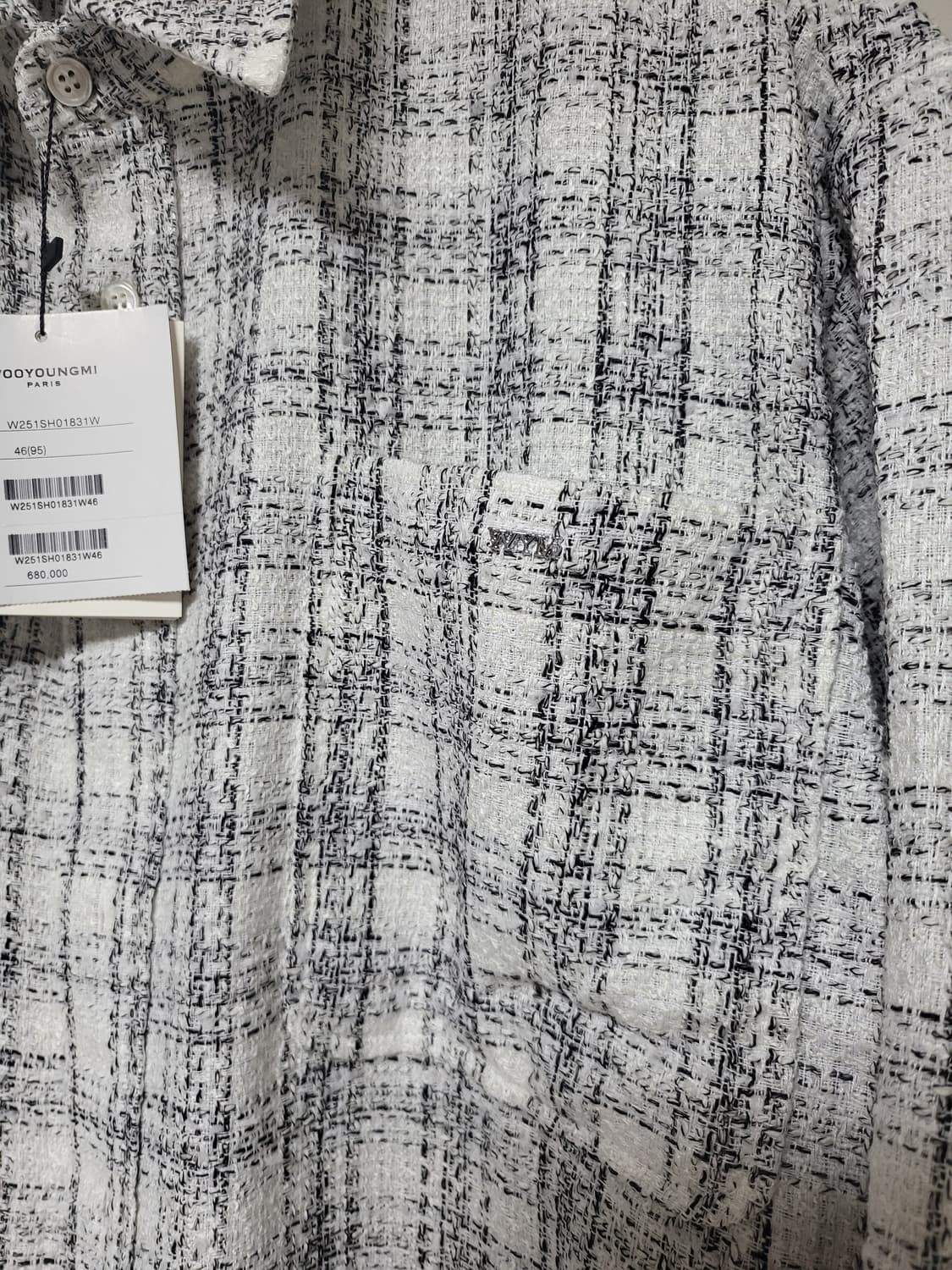 새상품) 우영미 트위드 체크 셔츠 화이트 상품이미지4