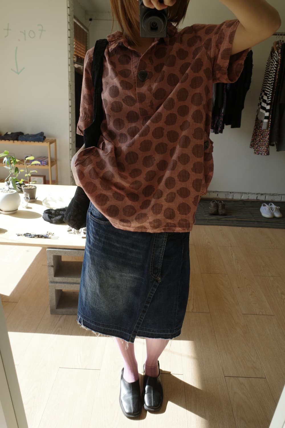 도트 단추 블라우스 상품이미지3