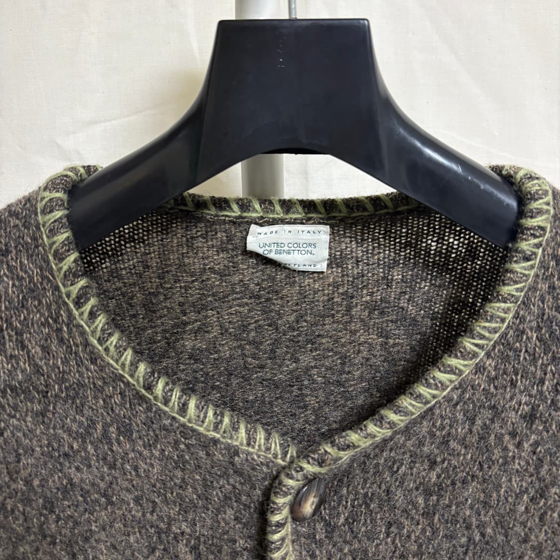 베네통 Made in Italy 버진울 핸드스티치 가디건 / 브라운, M 상품이미지4