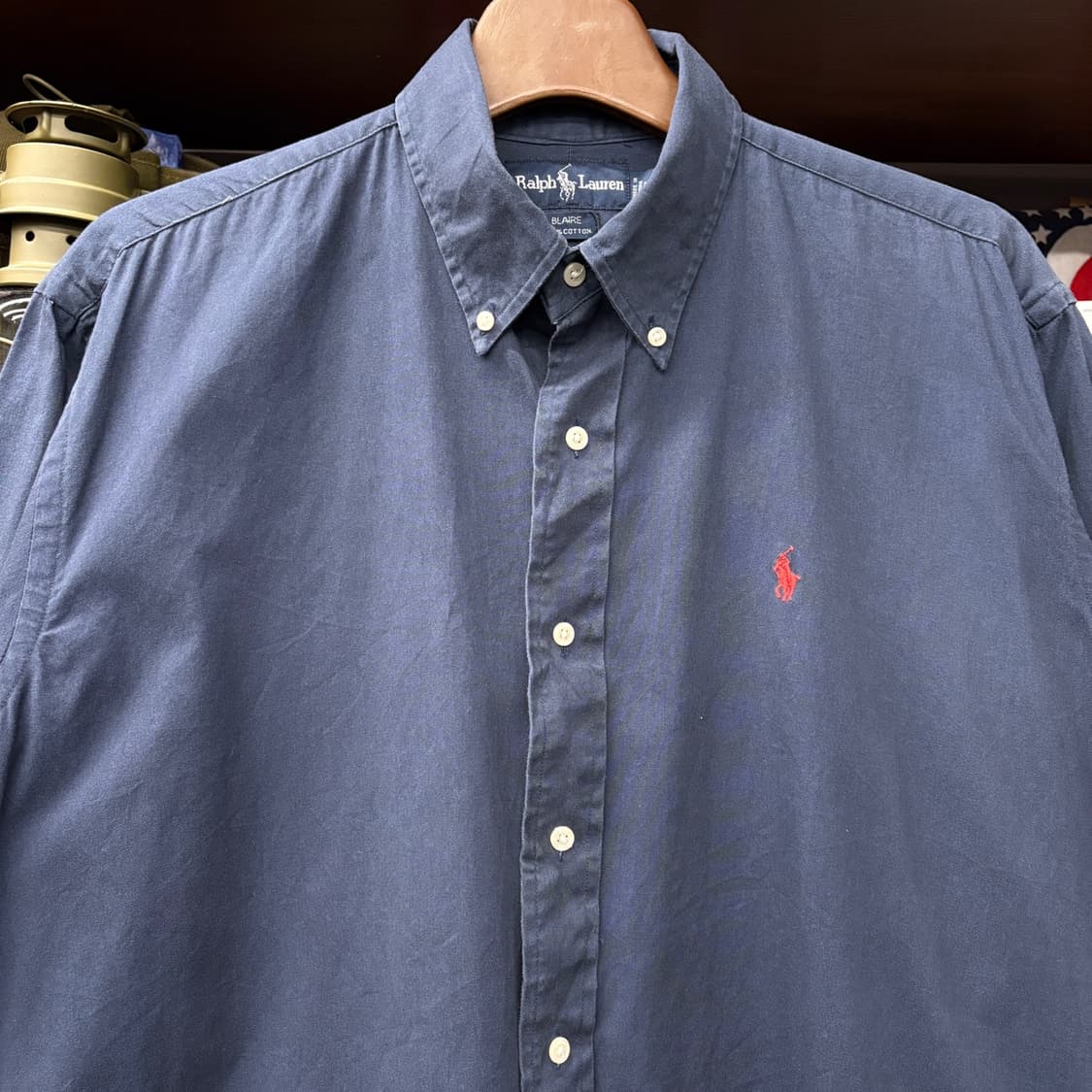90s 폴로 랄프로렌 레드포니 헤비코튼 솔리드 오버셔츠 네이비 N335 상품이미지3