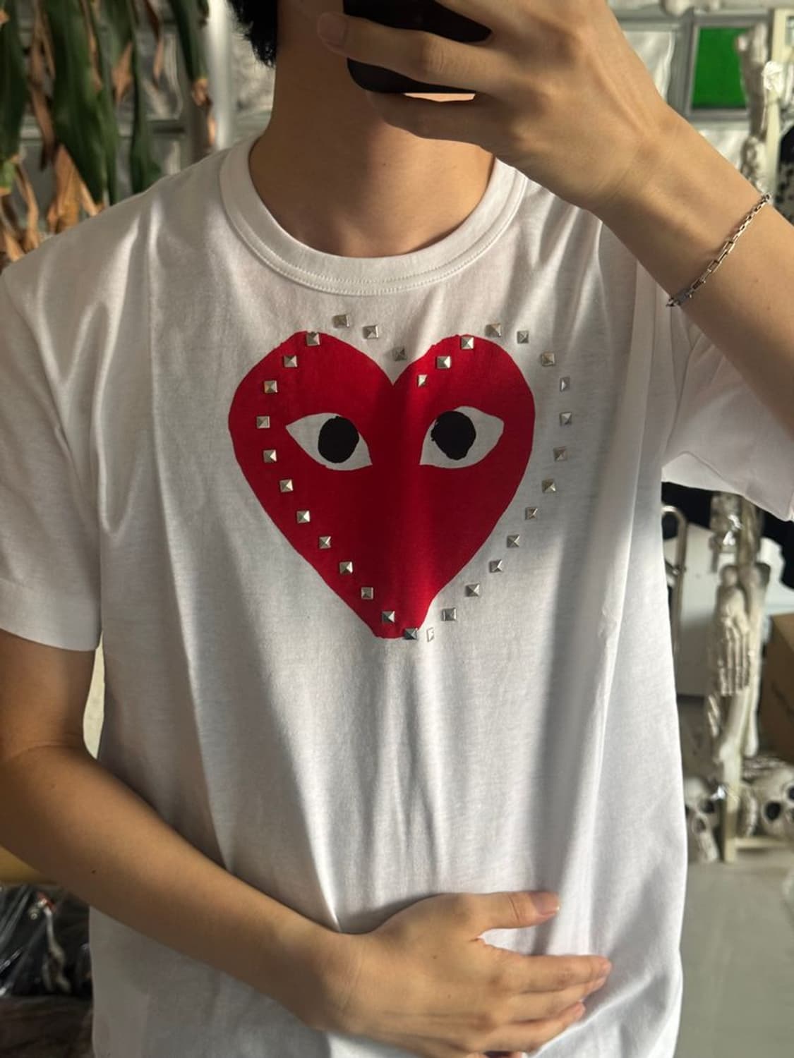 HEART SHORT TEE 스터드 하트 숏티 상품이미지2