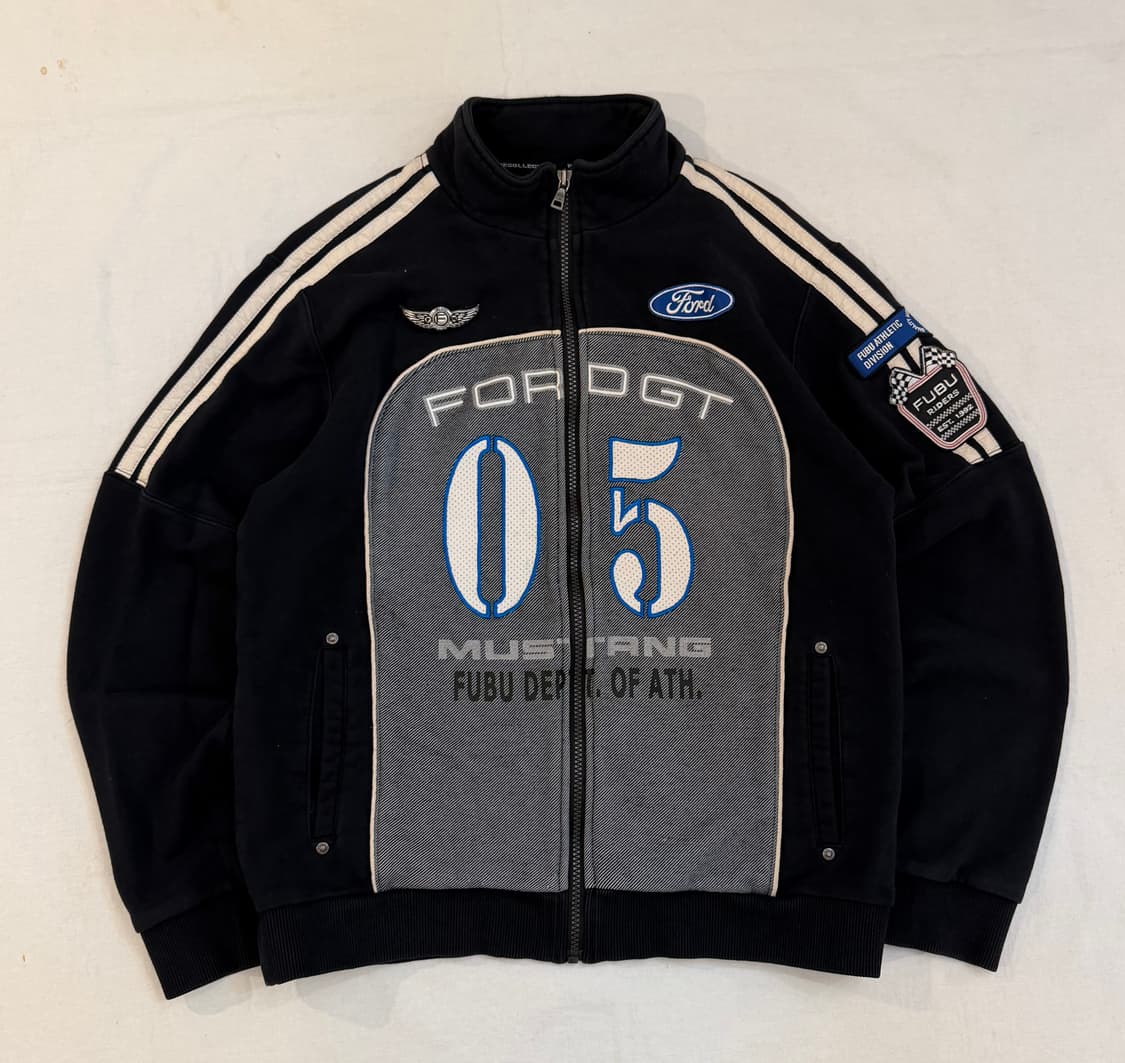 FUBU 후부 포드 머스탱 레이싱 코튼 집업 져지 블랙 상품이미지1
