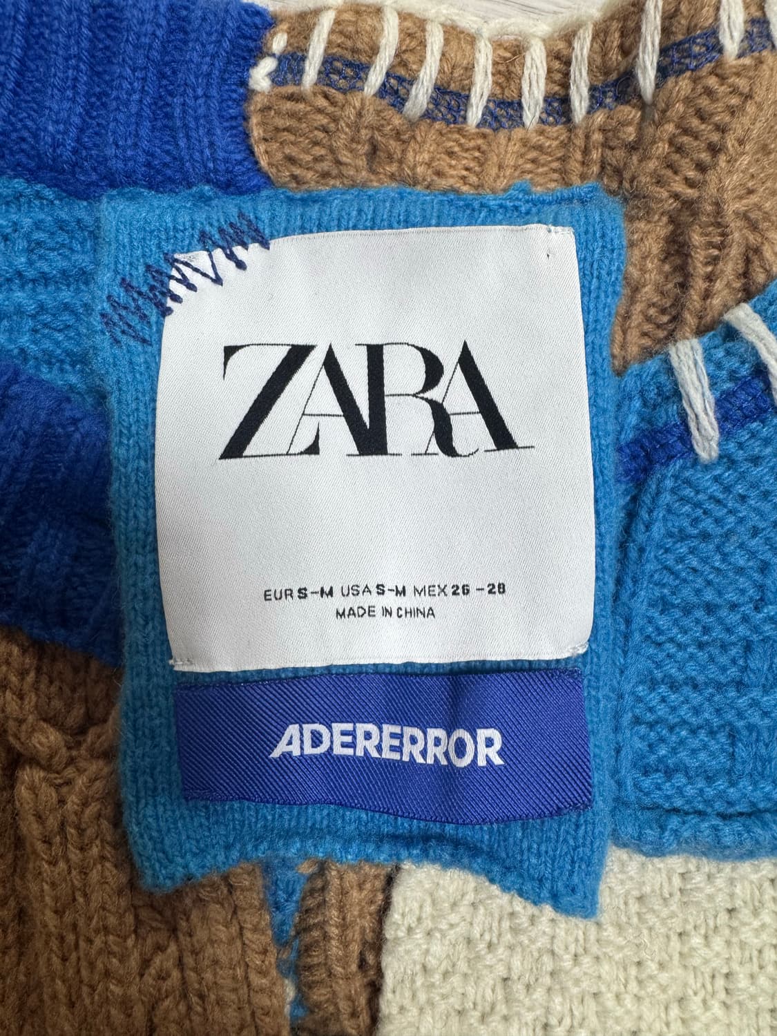 아더에러X자라 패치워크 오버사이즈 니트 가디건 멀티컬러 상품이미지2