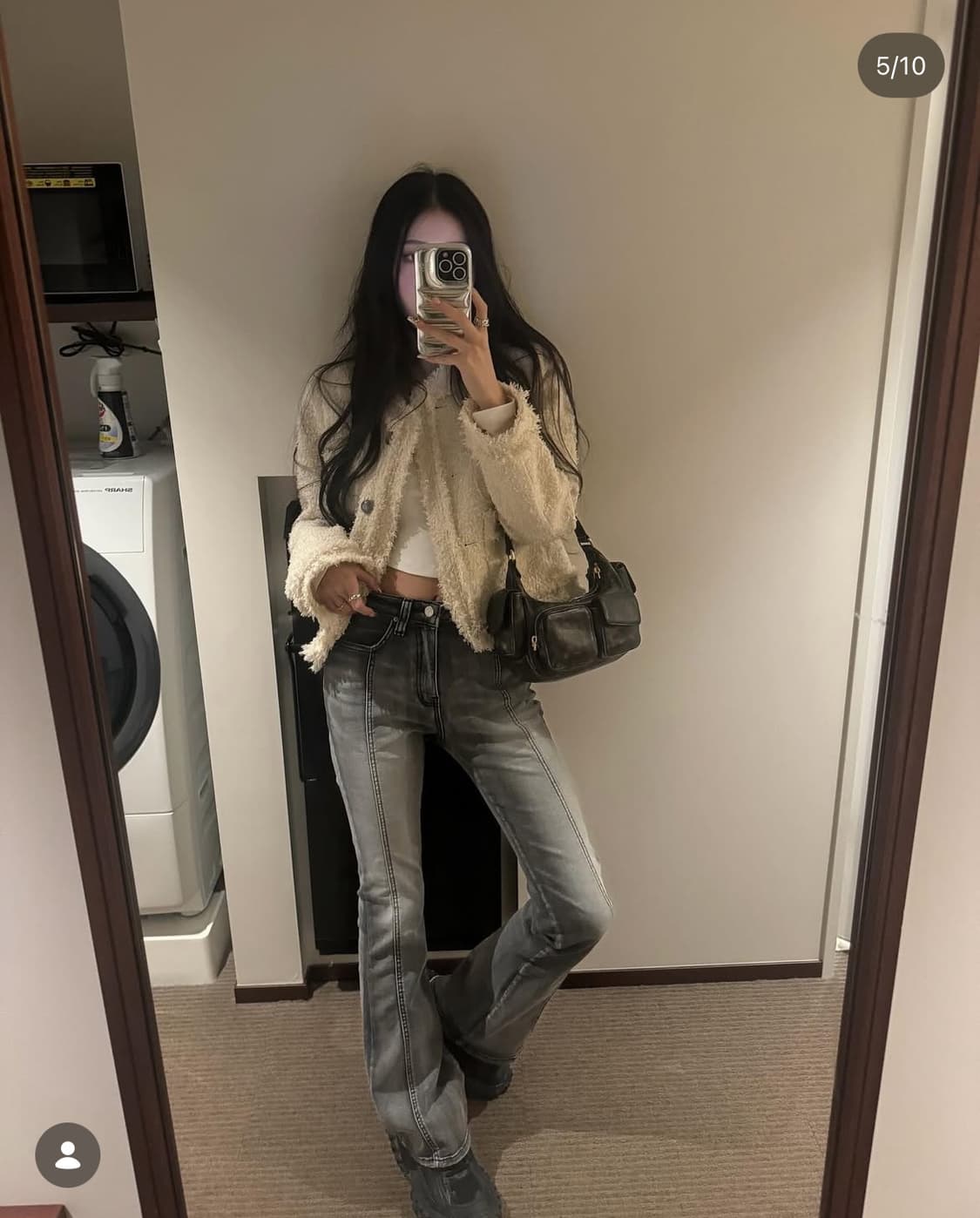 [단종] 카키포인트 부츠컷 데님 팬츠 (그레이) 상품이미지2