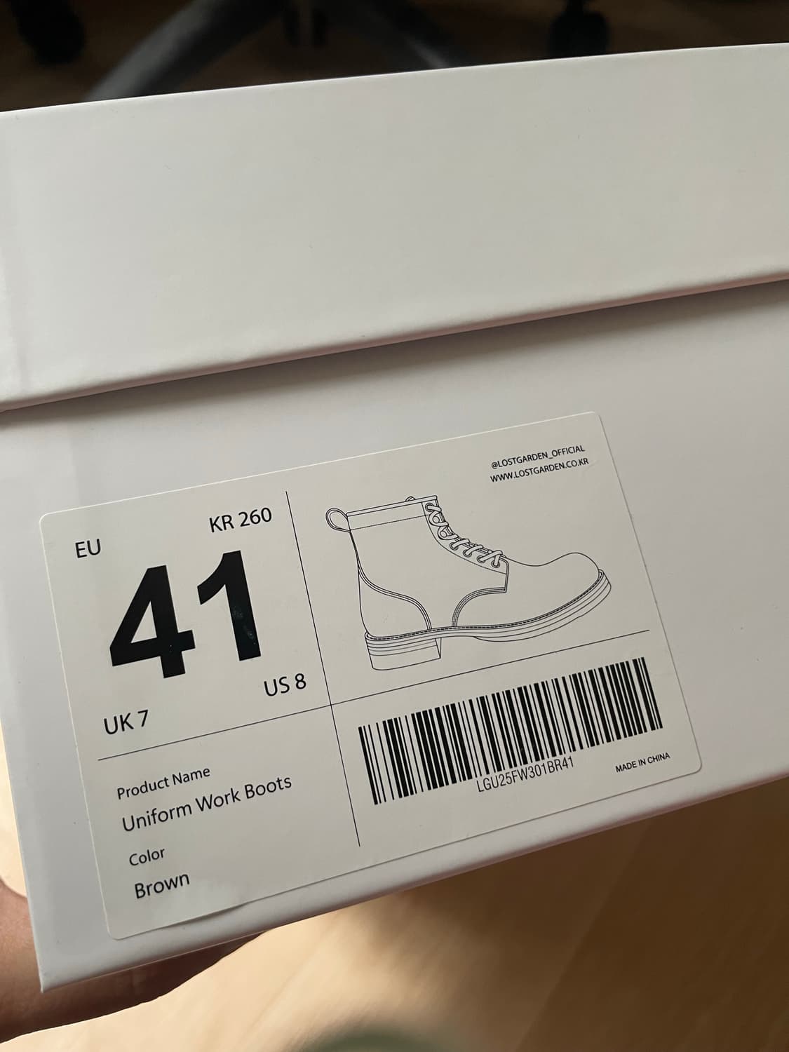 로스트가든  UNIFORM Work Boots 260 41사이즈 상품이미지4