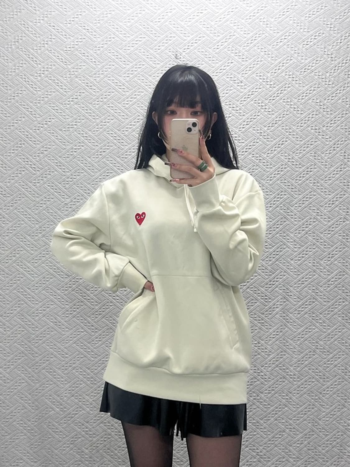 꼼데가르송 빈티지 아이보리 하트와펜 후드티 XL C11874 상품이미지2