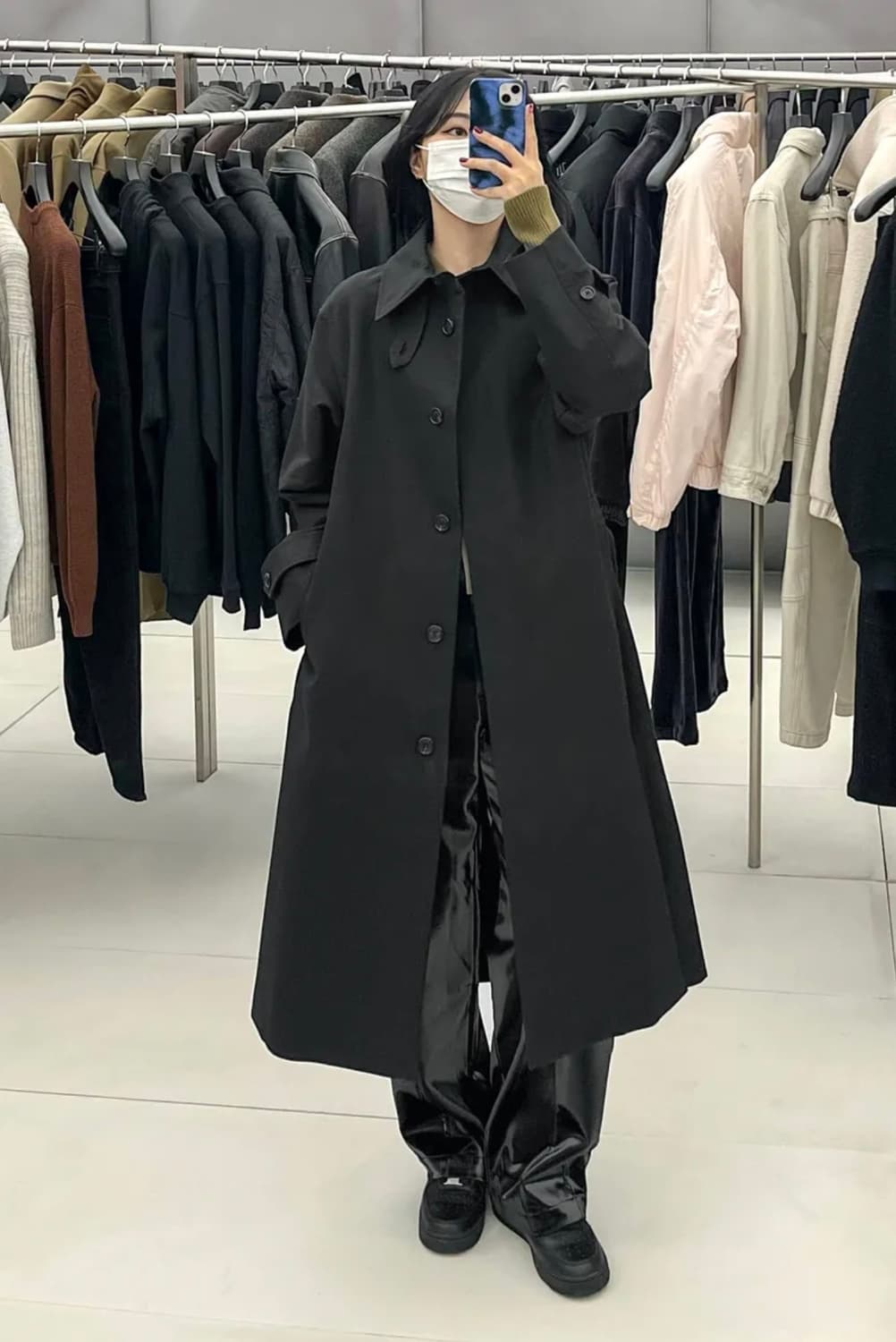 인사일런스 우먼 미니멀 싱글 트렌치 코트 블랙 s 상품이미지1