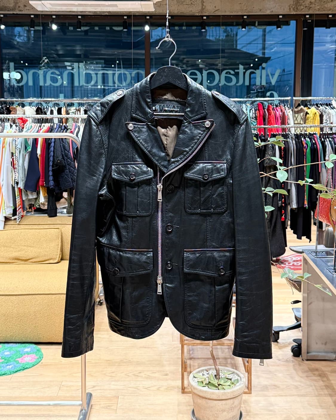 디스퀘어드2 블랙 램스킨 레더 자켓  상품이미지1