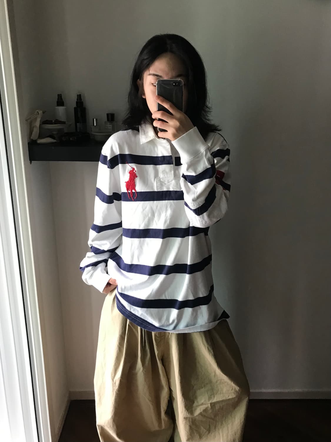 폴로 랄프로렌 빅 포니 로고 커스텀핏 스트라이프 럭비티 상품이미지1