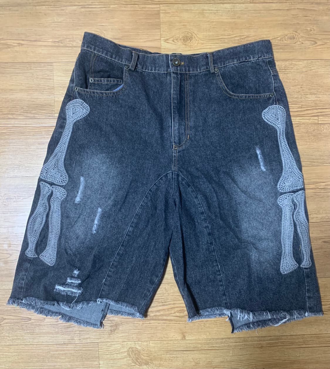 캐피탈 14oz 블랙 데님 5p bone 자수 반바지 버뮤다팬츠 숏츠 상품이미지1