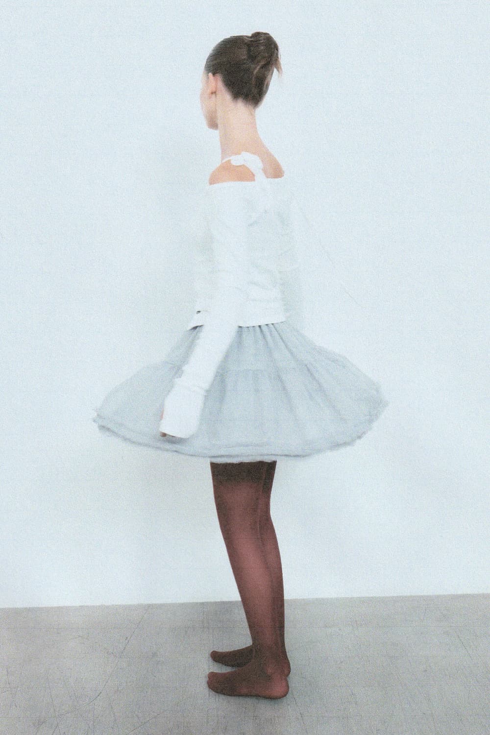 [새상품] 더오유 쉬폰 실키 타이 스커트 그레이 상품이미지3