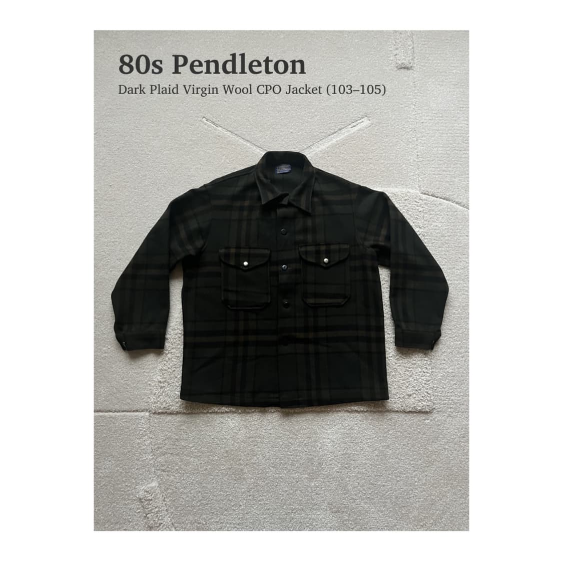 80s 펜들턴 다크 플래드 버진 울 CPO 자켓 (103-105) 상품이미지1