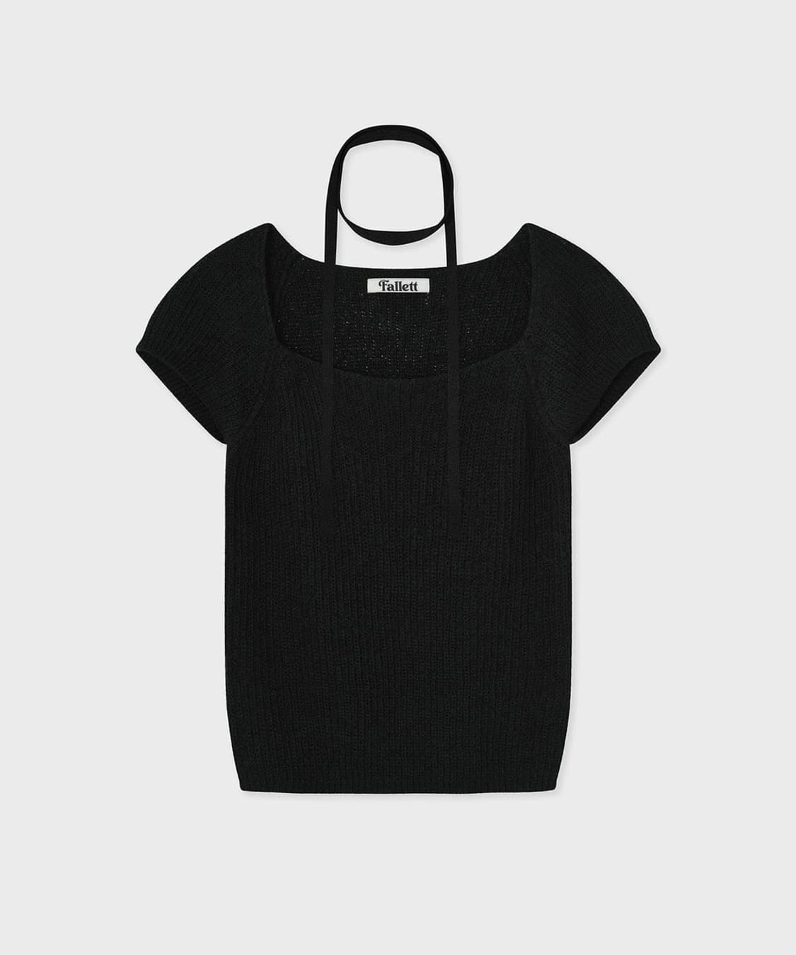 팔렛 스퀘어넥 타이 니트 블랙 상품이미지4