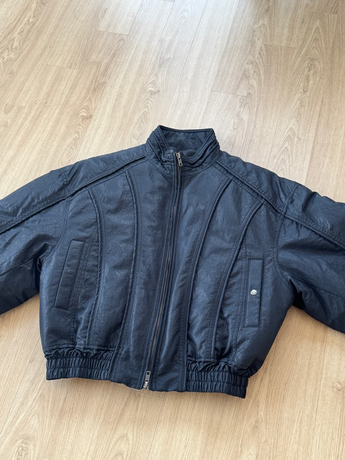 엘무드 벌키 크롭 봄버 자켓 블랙 상품이미지1