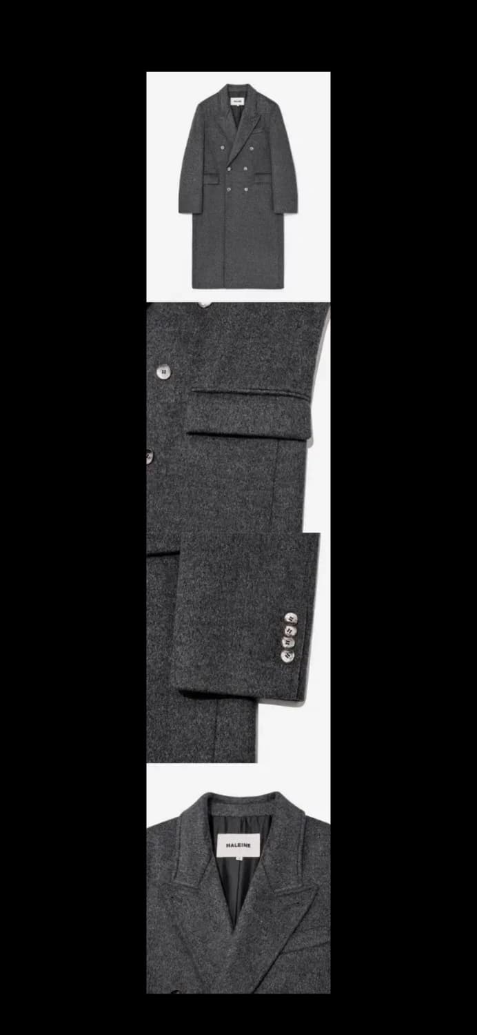 알렌느 더블 브레스티드 맥시 코트 그레이 2 (새상품) 상품이미지3