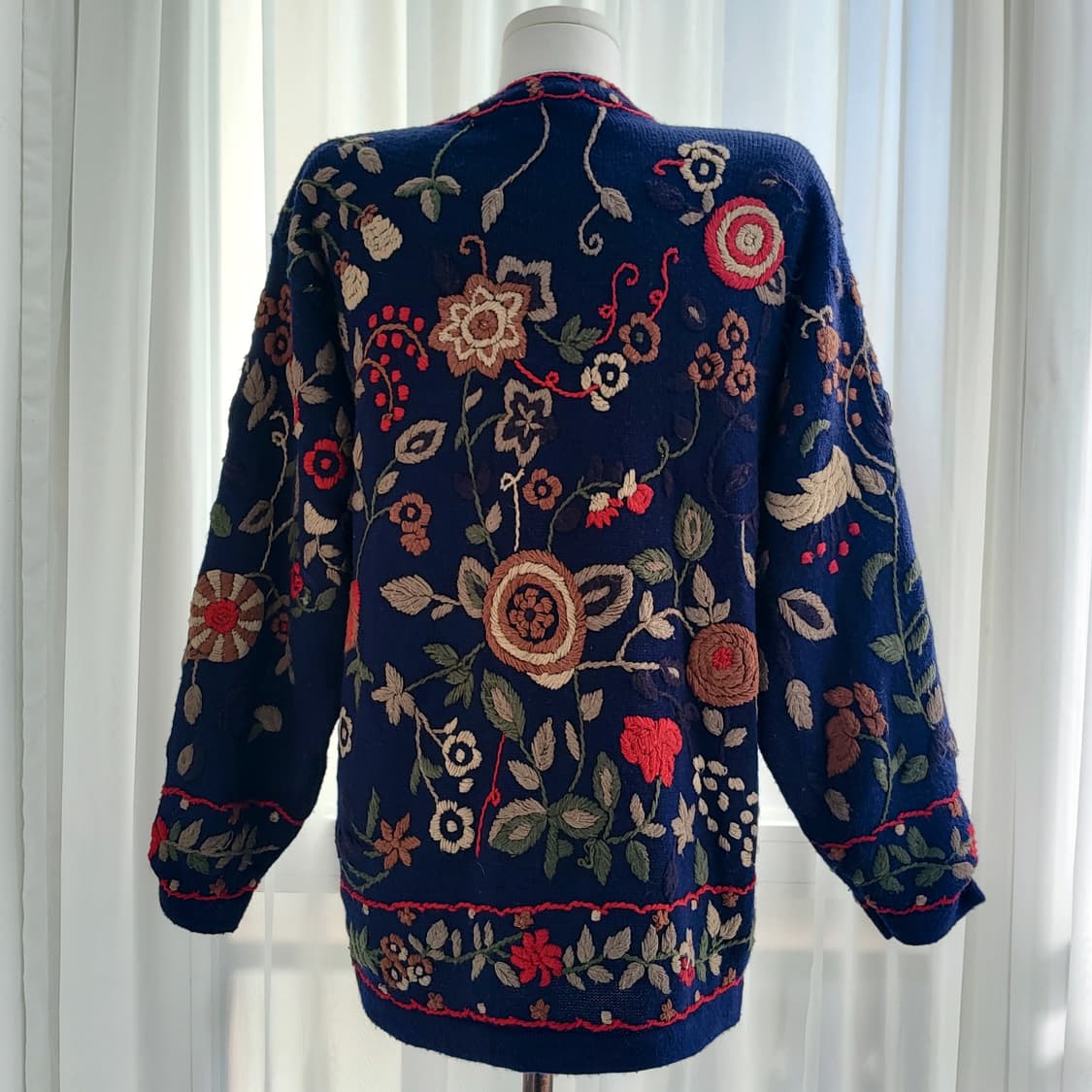 꽃자수 네이비 빈티지 가디건 상품이미지5