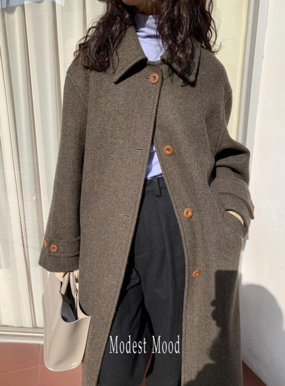 모데스트무드 누벨 코트 카키 브라운 상품이미지1