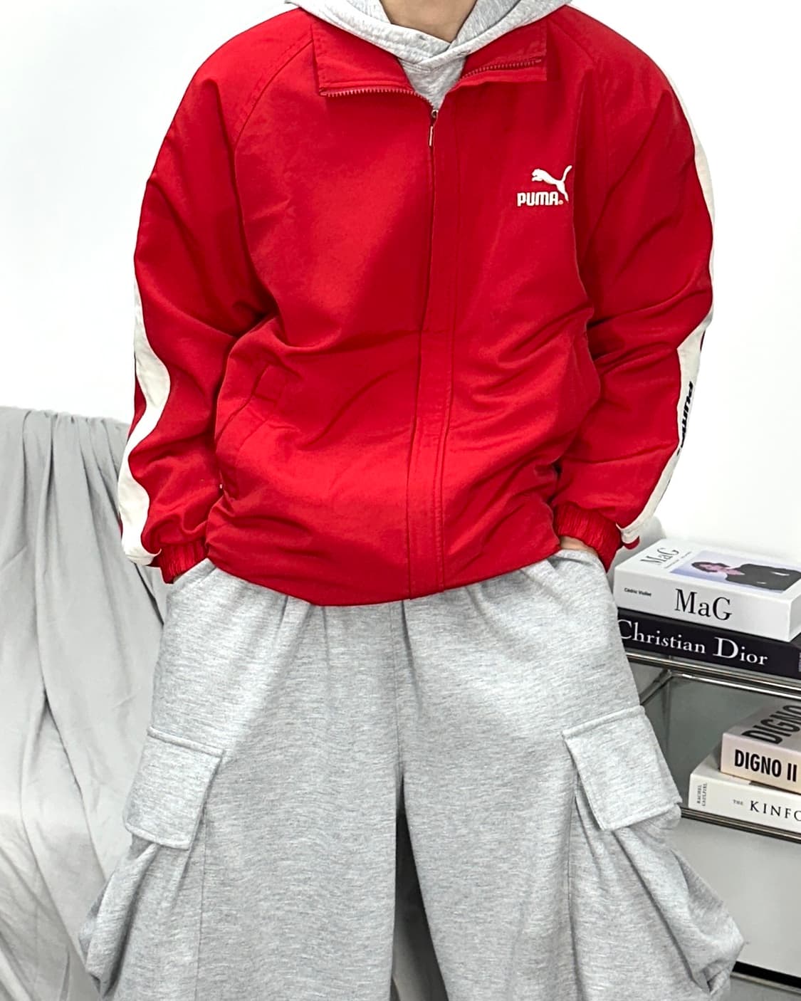 푸마 레드 사이드 라인 점퍼 상품이미지1
