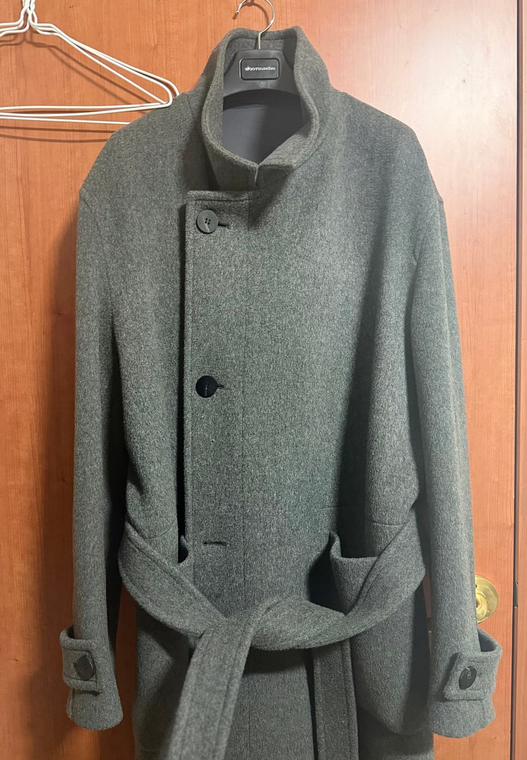 [48]우영미 25fw 울블렌드 하이넥코트 그레이 상품이미지1