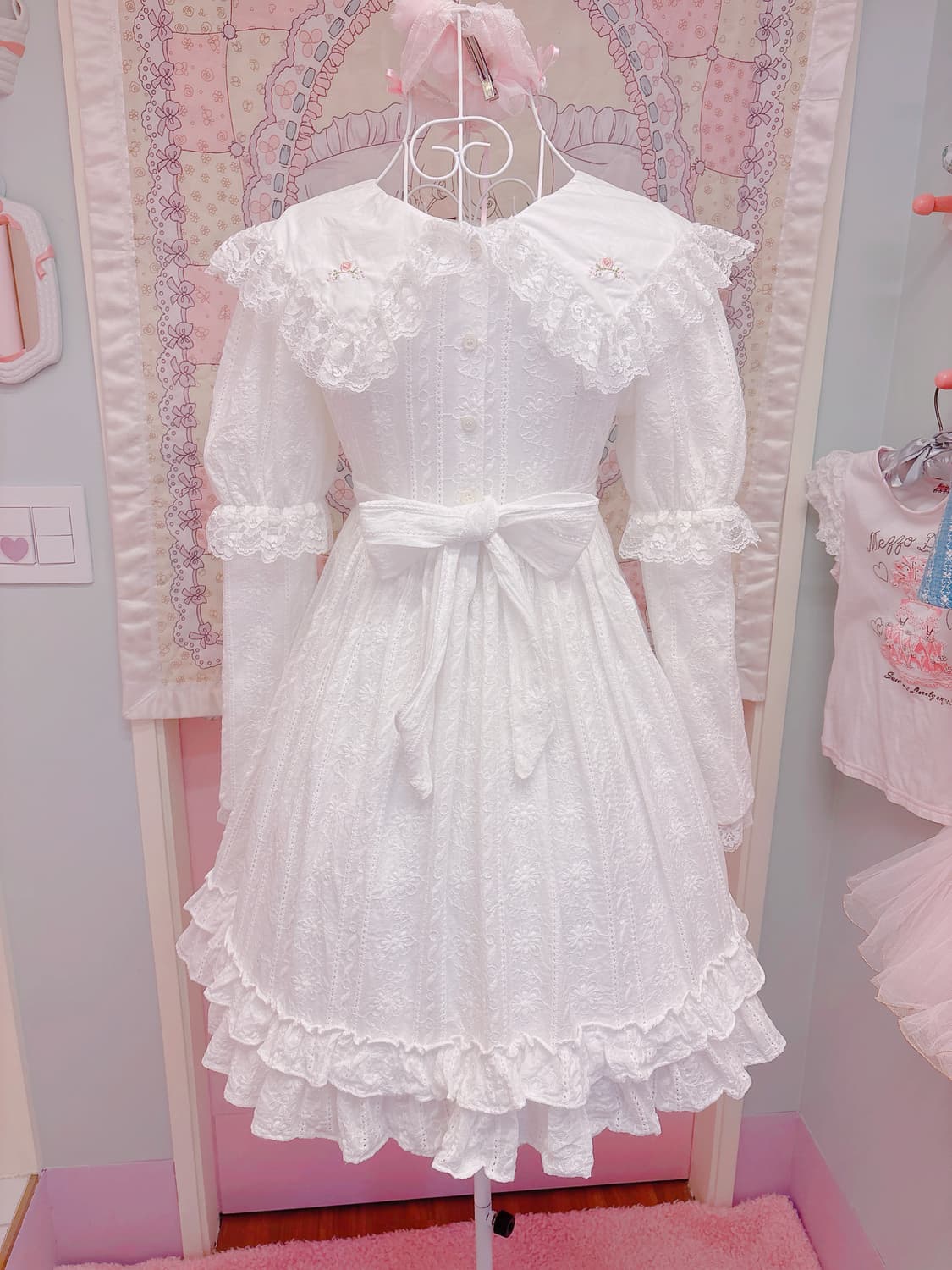 Cherie Rose 빈티지 리본 자수 레이스 원피스 상품이미지5