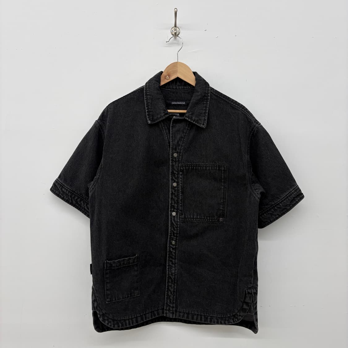 ZIOSONGZIO 블랙 데님 반팔 셔츠 남성 L 상품이미지1
