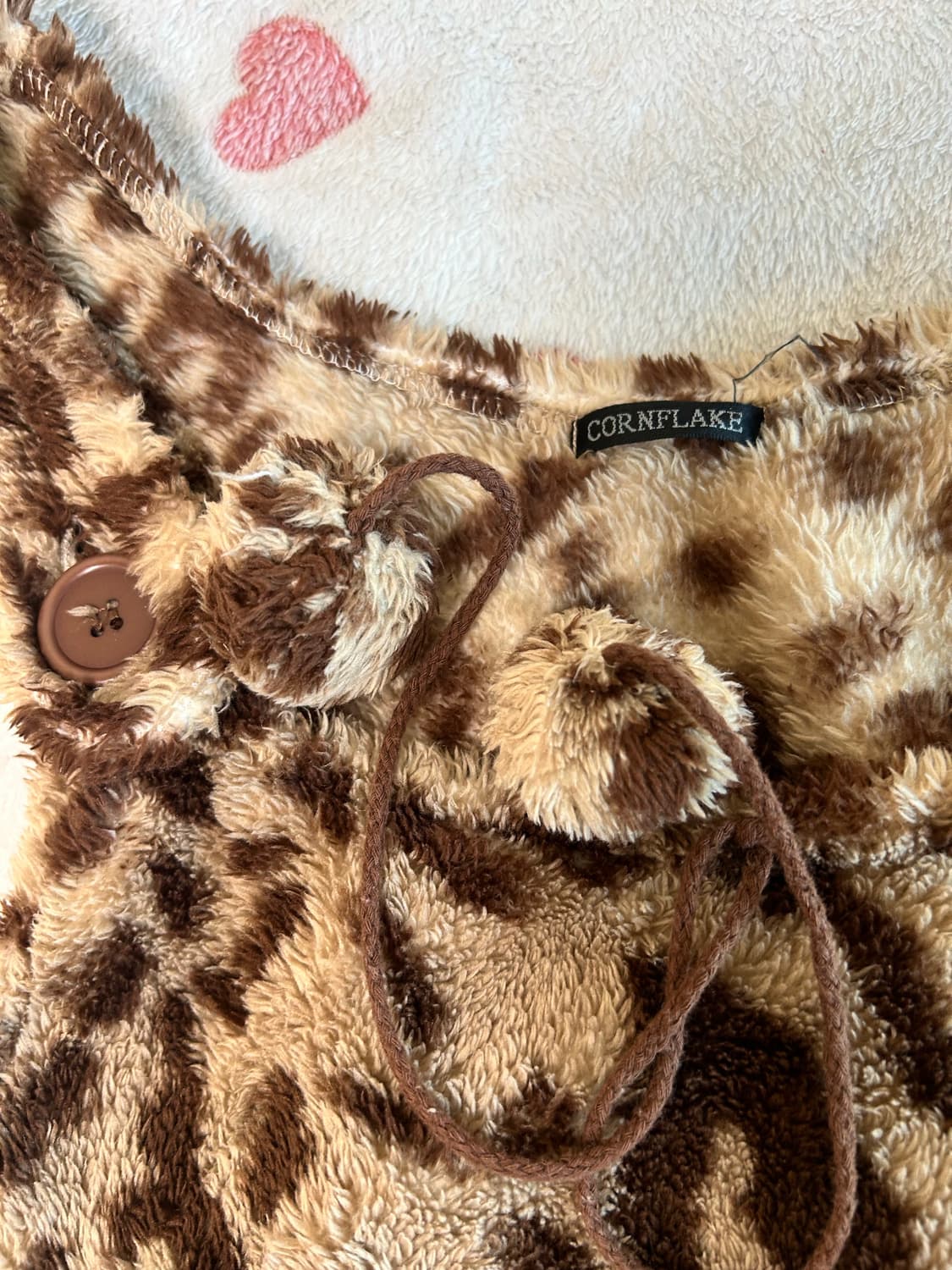 레오파드 초코갸루 폼폼이 민소매 퍼 원피스 상품이미지2