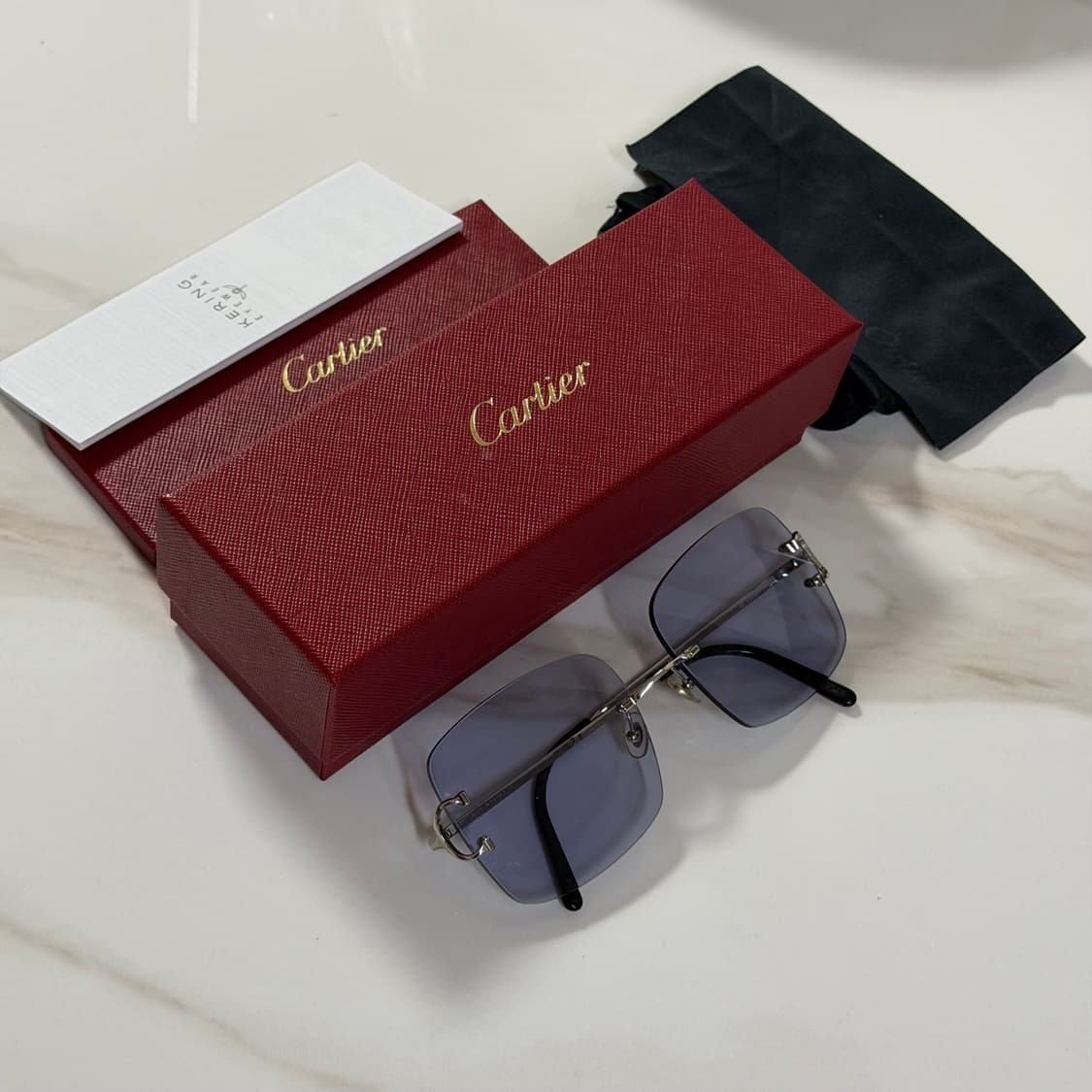 (OS) Cartier 까르띠에 C 무테 은장 선글라스 블루렌즈 상품이미지8