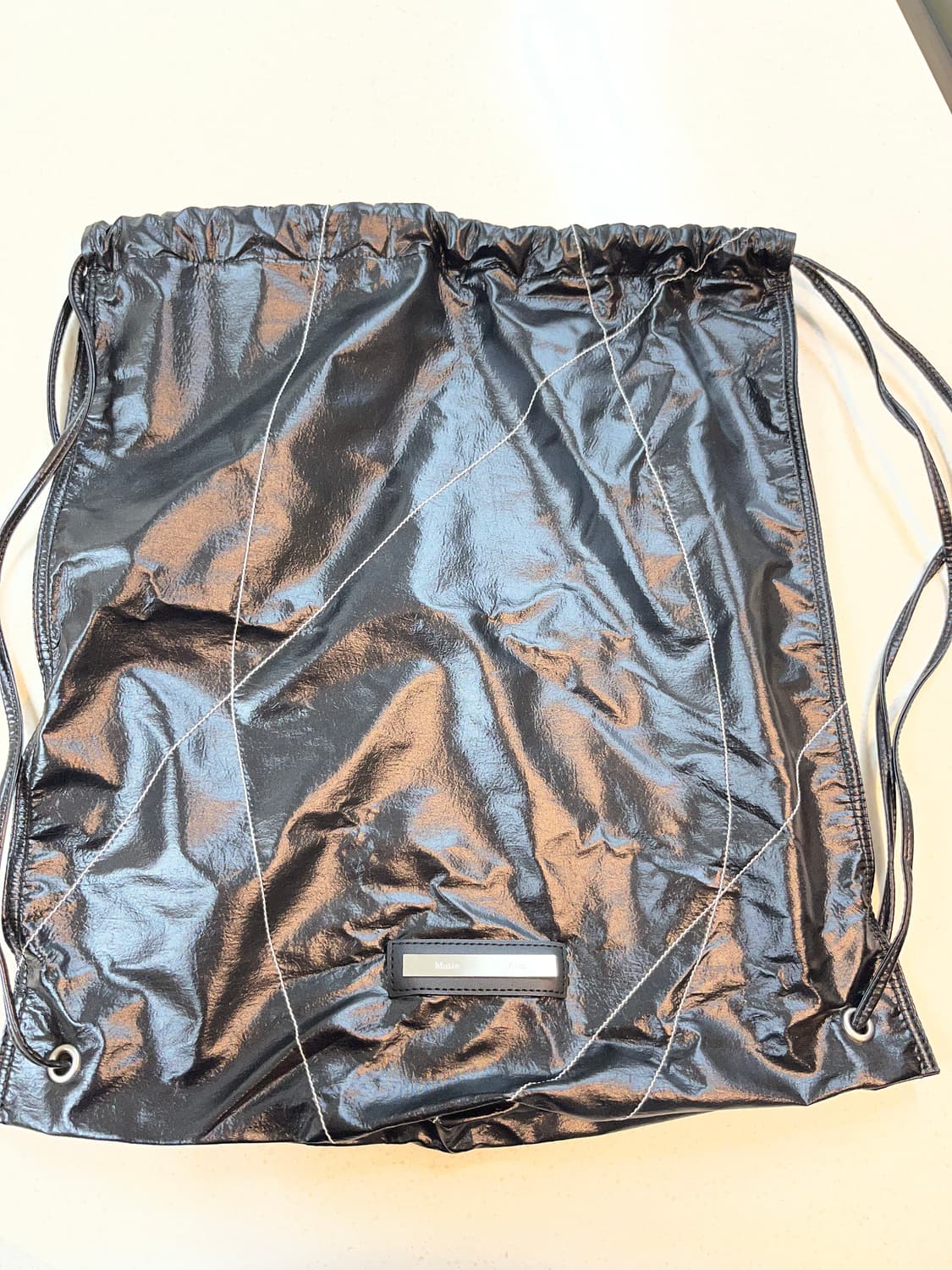 마뗑킴 스트링 코팅 백팩 블랙 상품이미지1