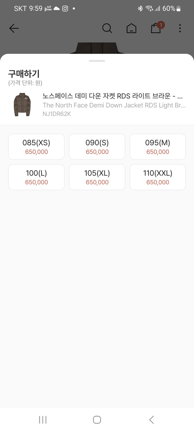 노스페이스 데미 패딩 상품이미지2