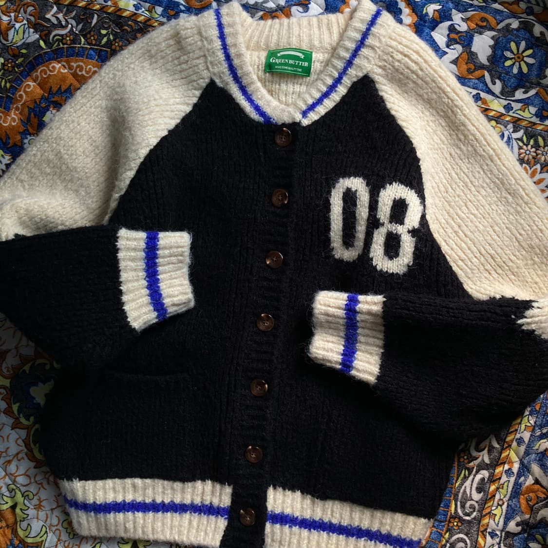 Green Butter 그린버터 바시티 알파카 울 니트 스웨터 가디건  상품이미지1