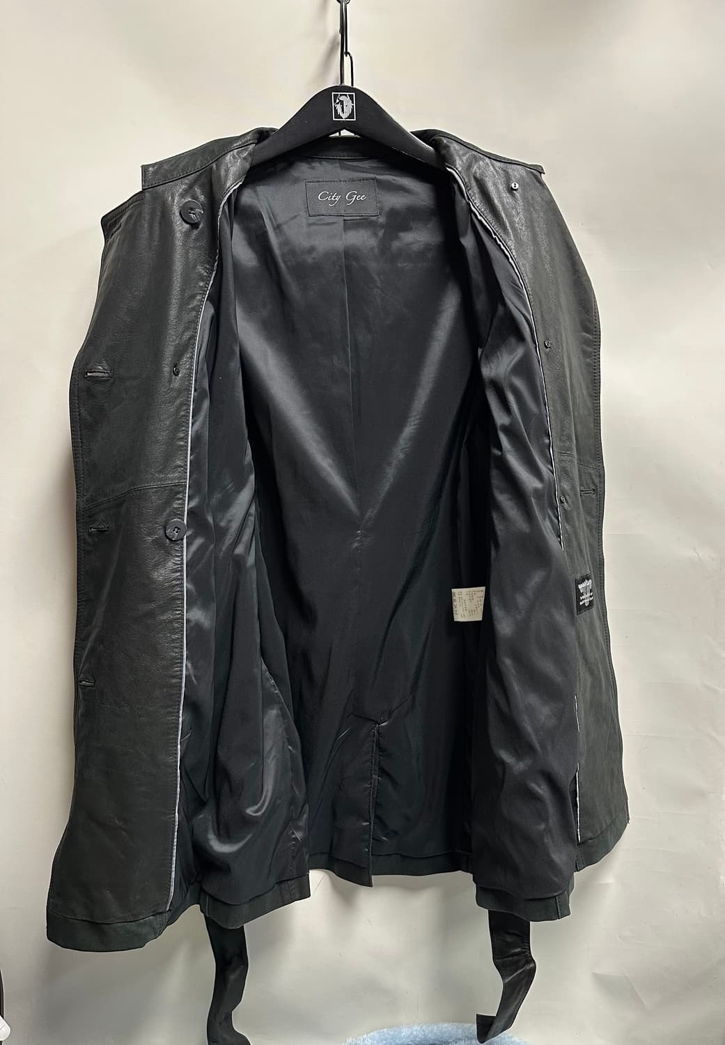 City Gee 블랙 가죽 트렌치 코트 66 상품이미지1