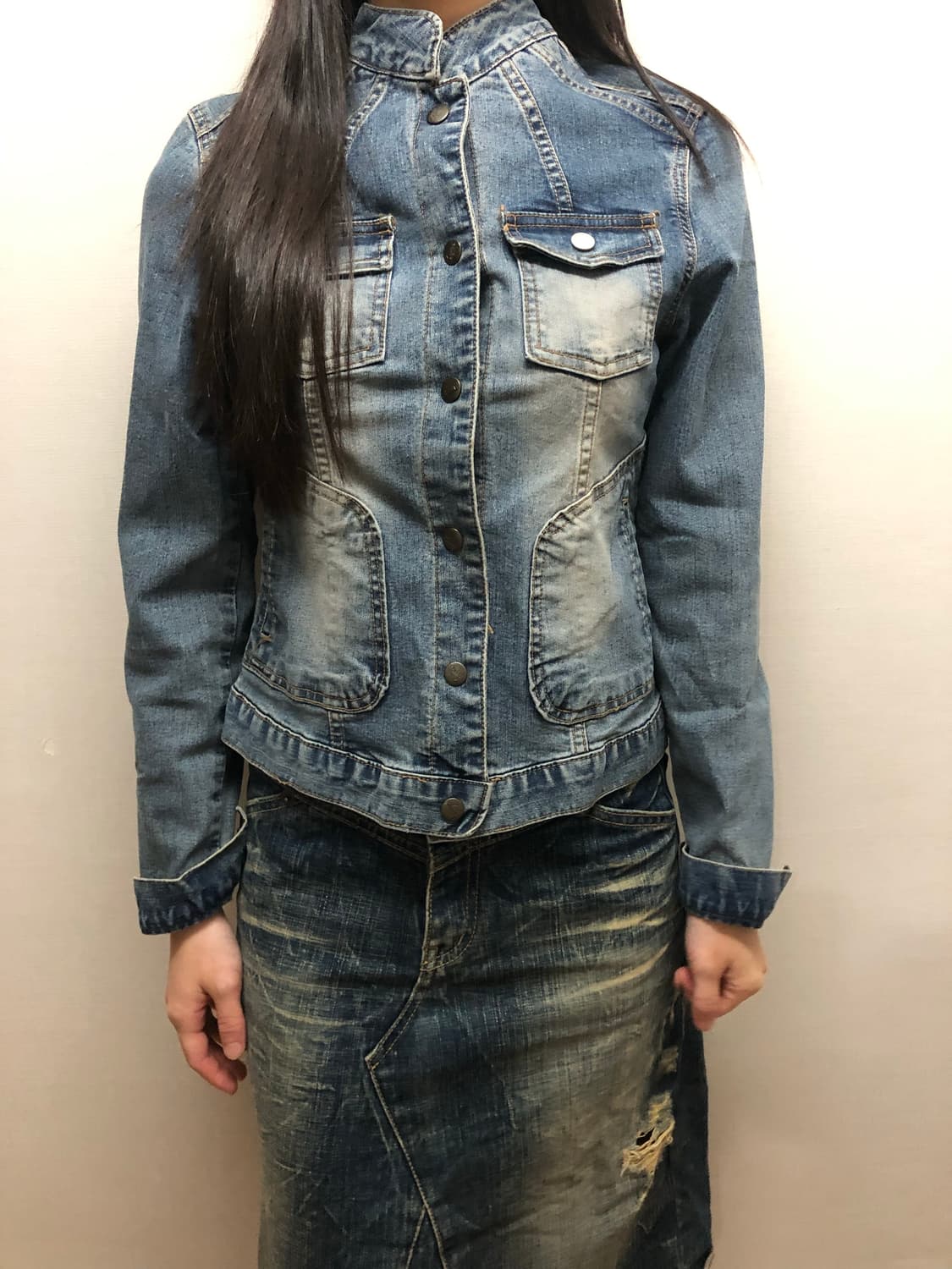 빈티지 데님 하이넥 자켓 상품이미지2