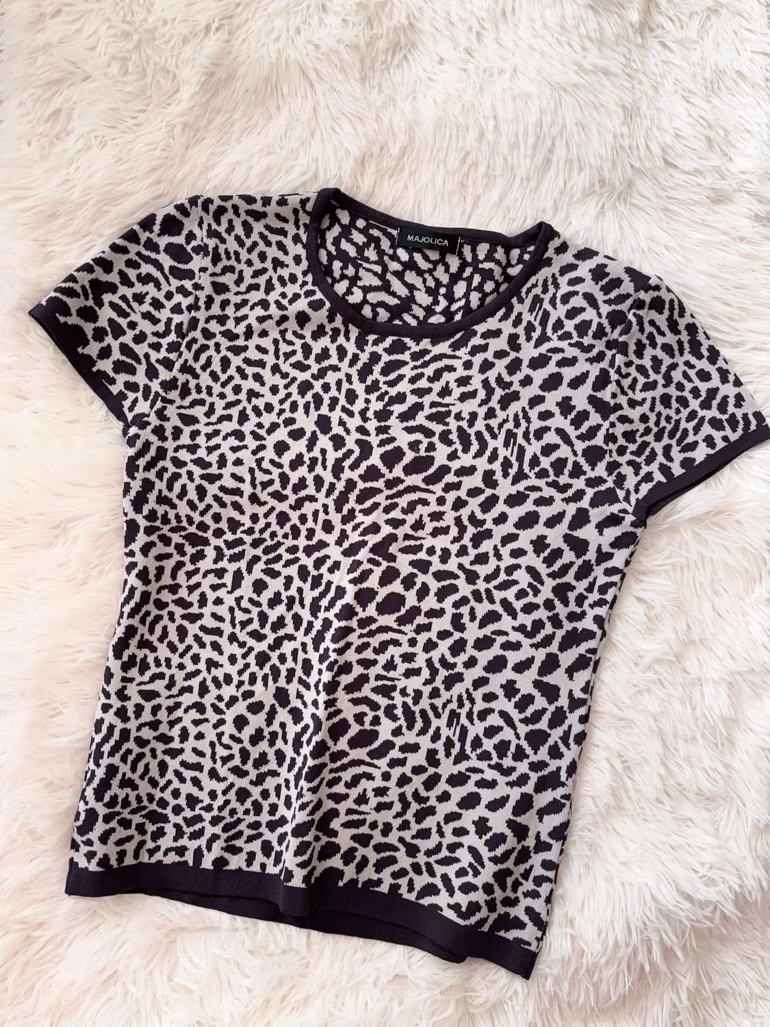 오네갸루 블랙 레오파드 니트탑 (착샷o) 상품이미지1