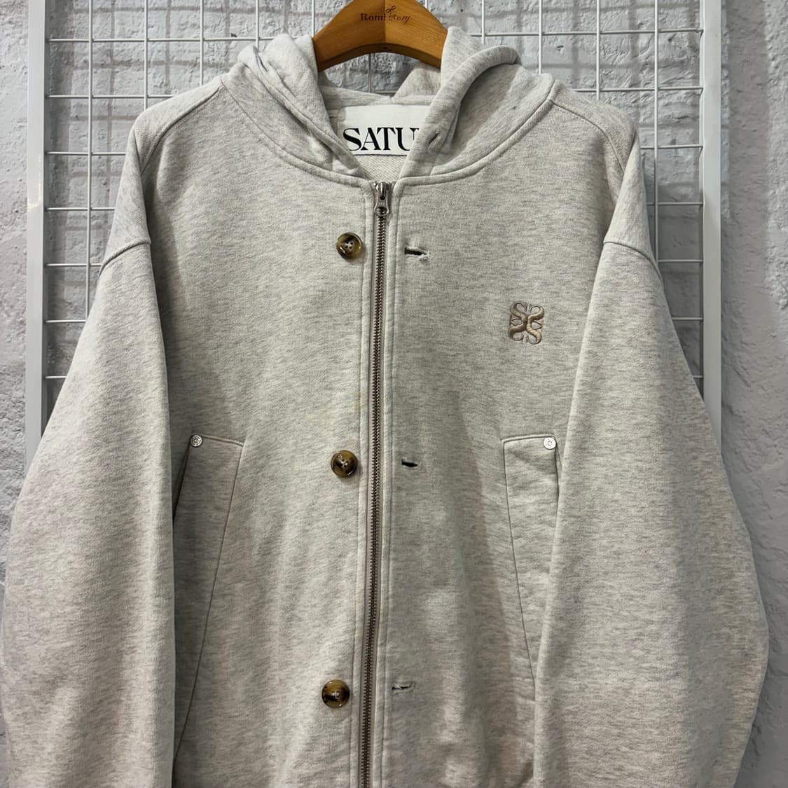 세터 그레이 코튼 올 데이 투웨이 후드집업 M 상품이미지3