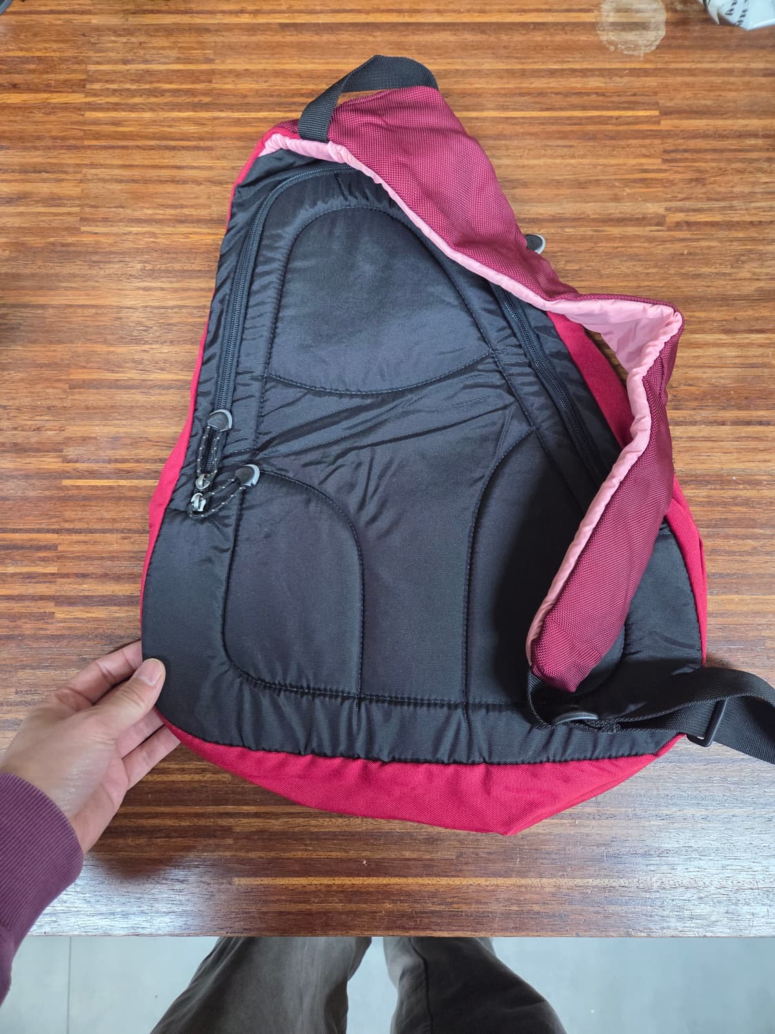 나이키 올드스쿨 00s 빅슬링백 크로스백 버건디 핑크 배색 상품이미지2